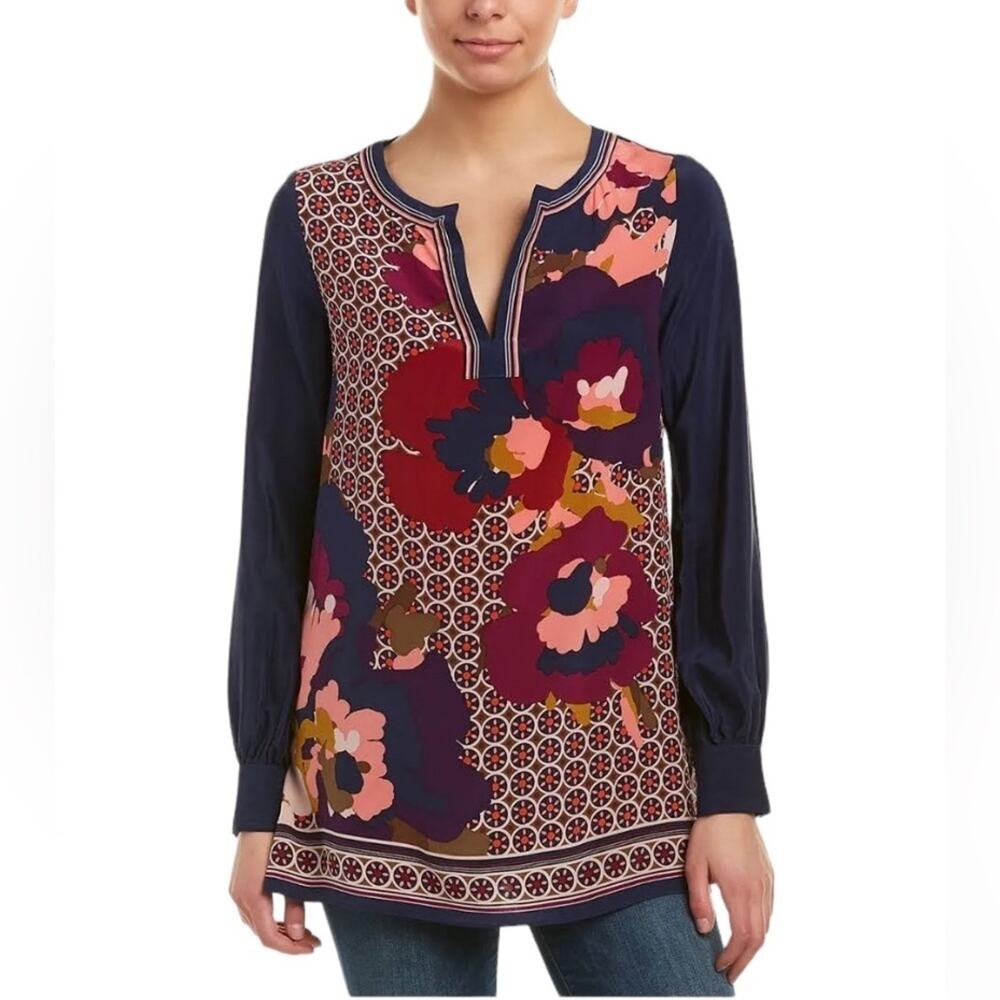 Trina Turk Floral Lotta Silk Tunic Size Large